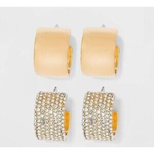 SUGARFIX by BaubleBar Crystal Hoop Earring 2-pc. Set NWT